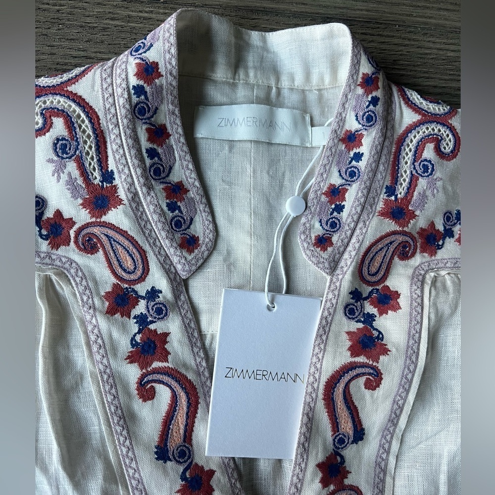 ZIMMERMANN Devi Embroidered Wrap Dress sz 1 NWT 1150$ - Picture 11 of 13